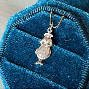 Antique 800/835 Silver Welsh Lady Charm- .7 grams